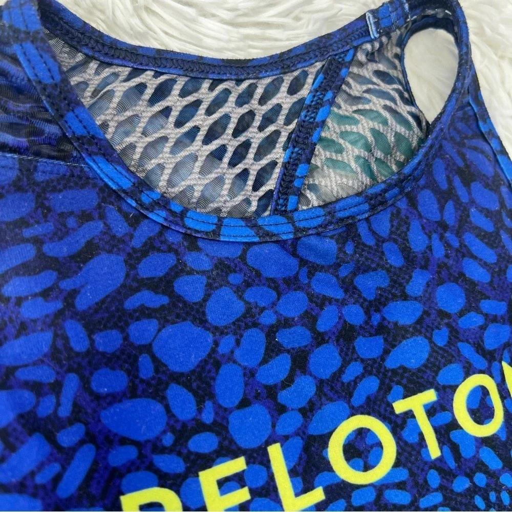 PELOTON wild‎ kite high neck sports bike bra Blue Black Butterfly Size Small